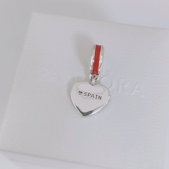 Pandora Spain Flag Dangle Charm Bracelet Pendant S925 Silver with box - Picture 2 of 6